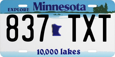 MN license plate 837TXT