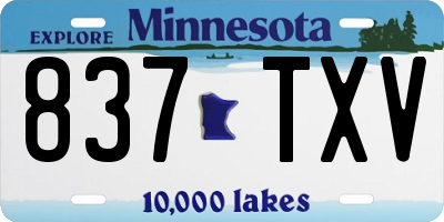 MN license plate 837TXV