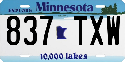 MN license plate 837TXW