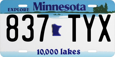 MN license plate 837TYX