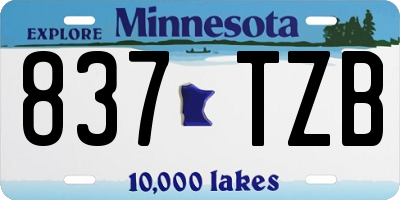 MN license plate 837TZB