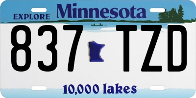 MN license plate 837TZD