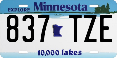 MN license plate 837TZE