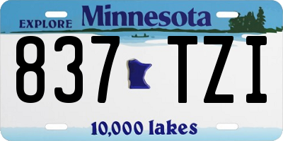 MN license plate 837TZI