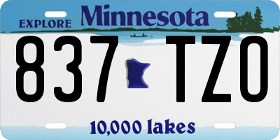 MN license plate 837TZO