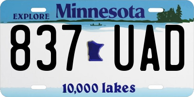 MN license plate 837UAD