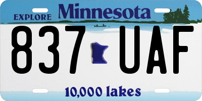 MN license plate 837UAF