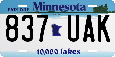 MN license plate 837UAK