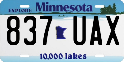 MN license plate 837UAX