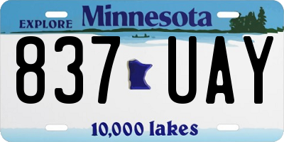 MN license plate 837UAY