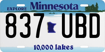 MN license plate 837UBD