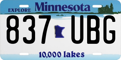 MN license plate 837UBG