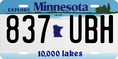 MN license plate 837UBH
