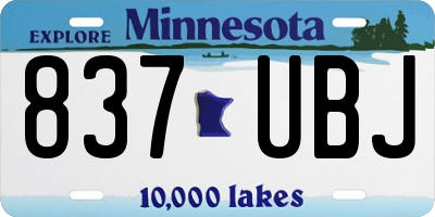 MN license plate 837UBJ