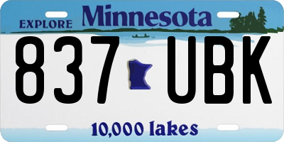 MN license plate 837UBK