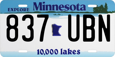 MN license plate 837UBN