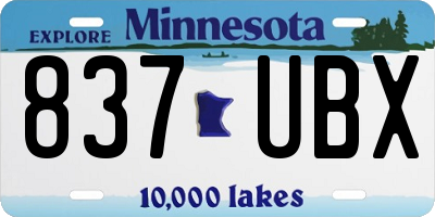MN license plate 837UBX