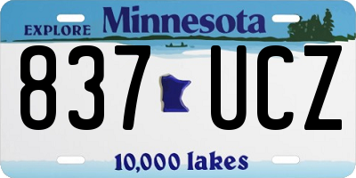 MN license plate 837UCZ