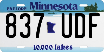 MN license plate 837UDF