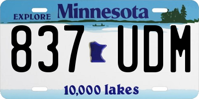 MN license plate 837UDM