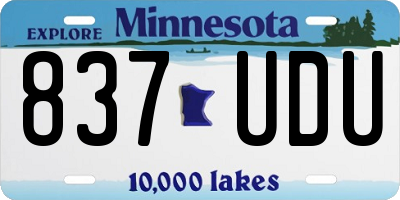 MN license plate 837UDU