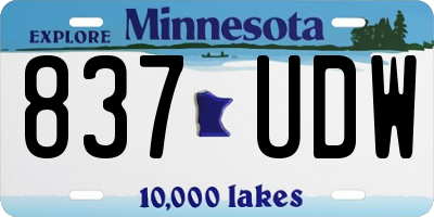 MN license plate 837UDW