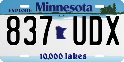 MN license plate 837UDX