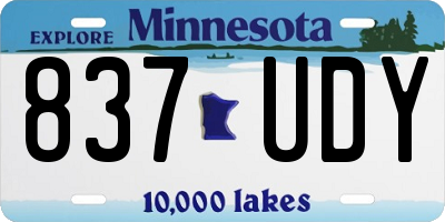MN license plate 837UDY