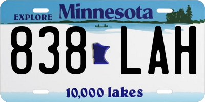 MN license plate 838LAH