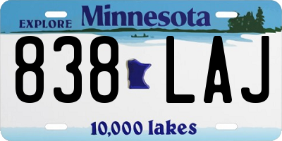 MN license plate 838LAJ