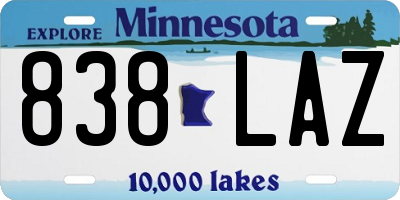 MN license plate 838LAZ