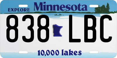 MN license plate 838LBC