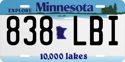 MN license plate 838LBI