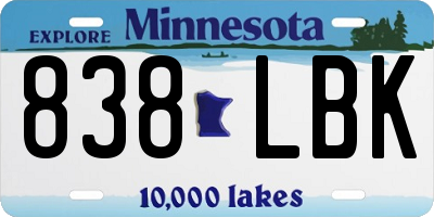 MN license plate 838LBK