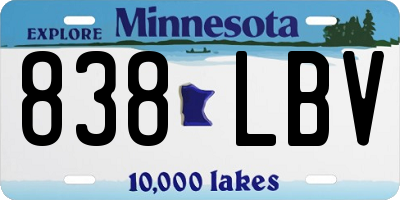 MN license plate 838LBV