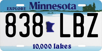 MN license plate 838LBZ