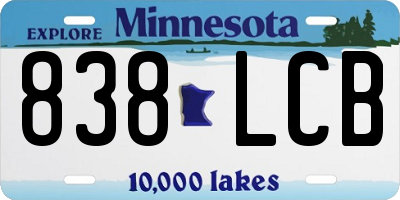 MN license plate 838LCB