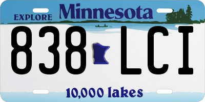 MN license plate 838LCI