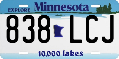 MN license plate 838LCJ