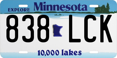 MN license plate 838LCK