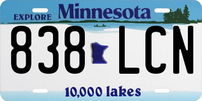 MN license plate 838LCN