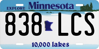 MN license plate 838LCS