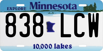 MN license plate 838LCW