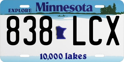MN license plate 838LCX