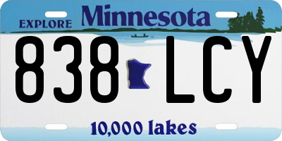MN license plate 838LCY