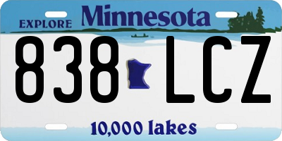 MN license plate 838LCZ