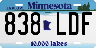 MN license plate 838LDF