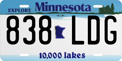 MN license plate 838LDG