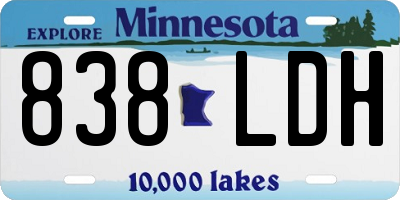 MN license plate 838LDH