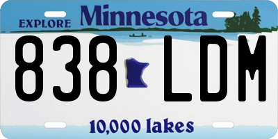 MN license plate 838LDM